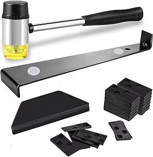 LATERN 43 Pièces Plancher Laminé Kit, 26CM Maillet en Caoutchouc Double Face avec Bloc de Frappe Robuste, Barre de Traction en Acier Robuste, 40pcs Sol Espaceurs -pour Parquet Stratifié L