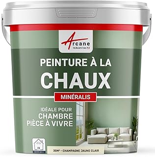 Peinture chaux naturelle : peinture, sans émanation, mineralis - 30 m² (5 kg en 1 couche) Champagne Jaune Clair - ARCANE INDUSTRIES