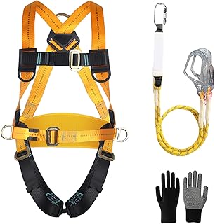 Harnais de sécurité antichute avec double longe et crochets, harnais anti chute intégral réglable pour homme, travaux en hauteur, escalade, toiture, extérieur, charge 100 kg, conforme EN 361/354/355