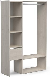 Demeyere Kit Dressing Ouvert Extensible avec Penderie 4 Niches et 1 Tiroir en Bois – Coloris Chêne Topanga - 120 x 183 x 40 cm