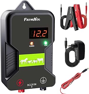 15KM Clôture électrique, Clôture électrique pour bétail, Animaux, Électrificateur de clôture électrique, Haute Puissance, Protection Parfaite pour Les Pâturages (C)