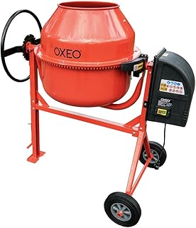 Bétonnière 160L - 650W - 29,5 tr/min - Couronne Dentée en fonte - Grand volant blocage au pied - Pour béton, mortier, ciment