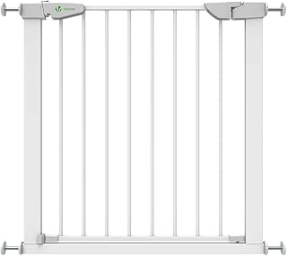 VOUNOT® Barrière de Sécurité Extensible 75-84cm Fermeture Auto et Magnétique sans Perçage Barrière à Pression pour Bébé et Chiens pour escaliers et Porte Hauteur 74cm Métal Blanc